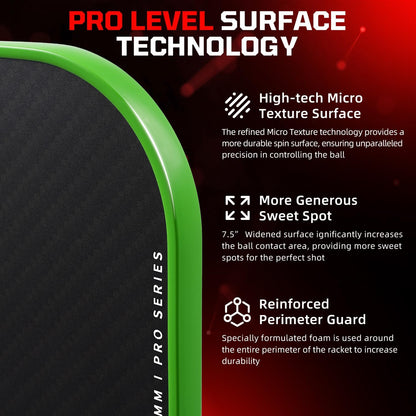 USAPA Approved Fiberglass Pickleball Paddle Set - Lightweight Rackets with 4 Balls and Carry Bag, Designed for Traction and Stability.  Made in California