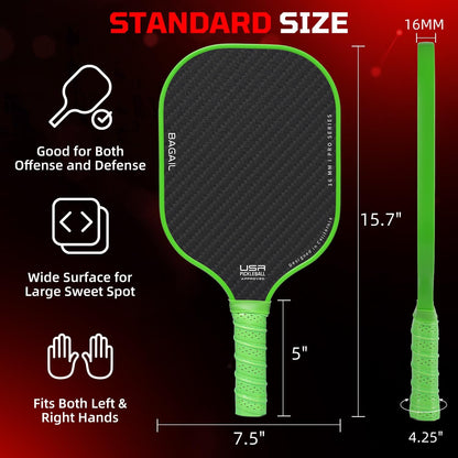 USAPA Approved Fiberglass Pickleball Paddle Set - Lightweight Rackets with 4 Balls and Carry Bag, Designed for Traction and Stability.  Made in California